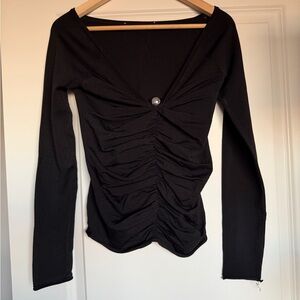 Elegant Black Ruched Women's Top